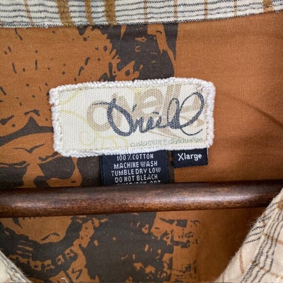 O'Neill Tan and Brown Plaid Button Up Shirt - XL - Picture 4 of 6